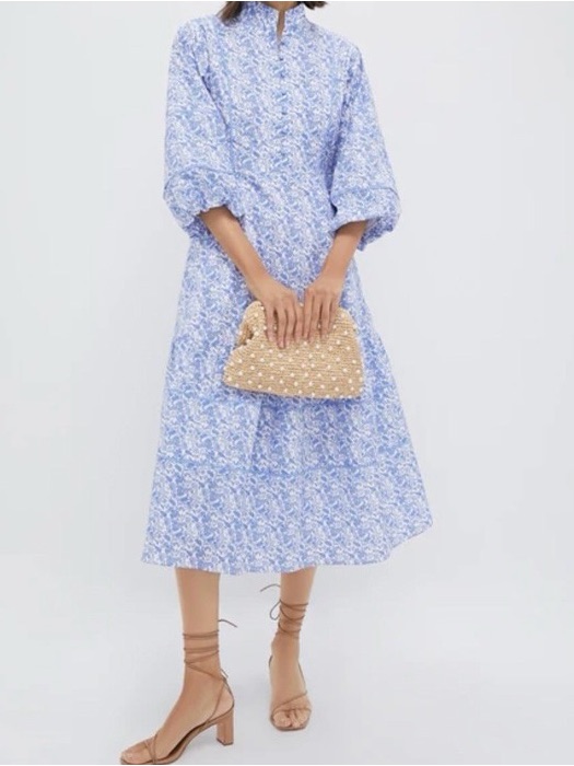 Tuckernuck Hyacinth House Baby Blue Ditsy Floral Hillsborough Dress Large